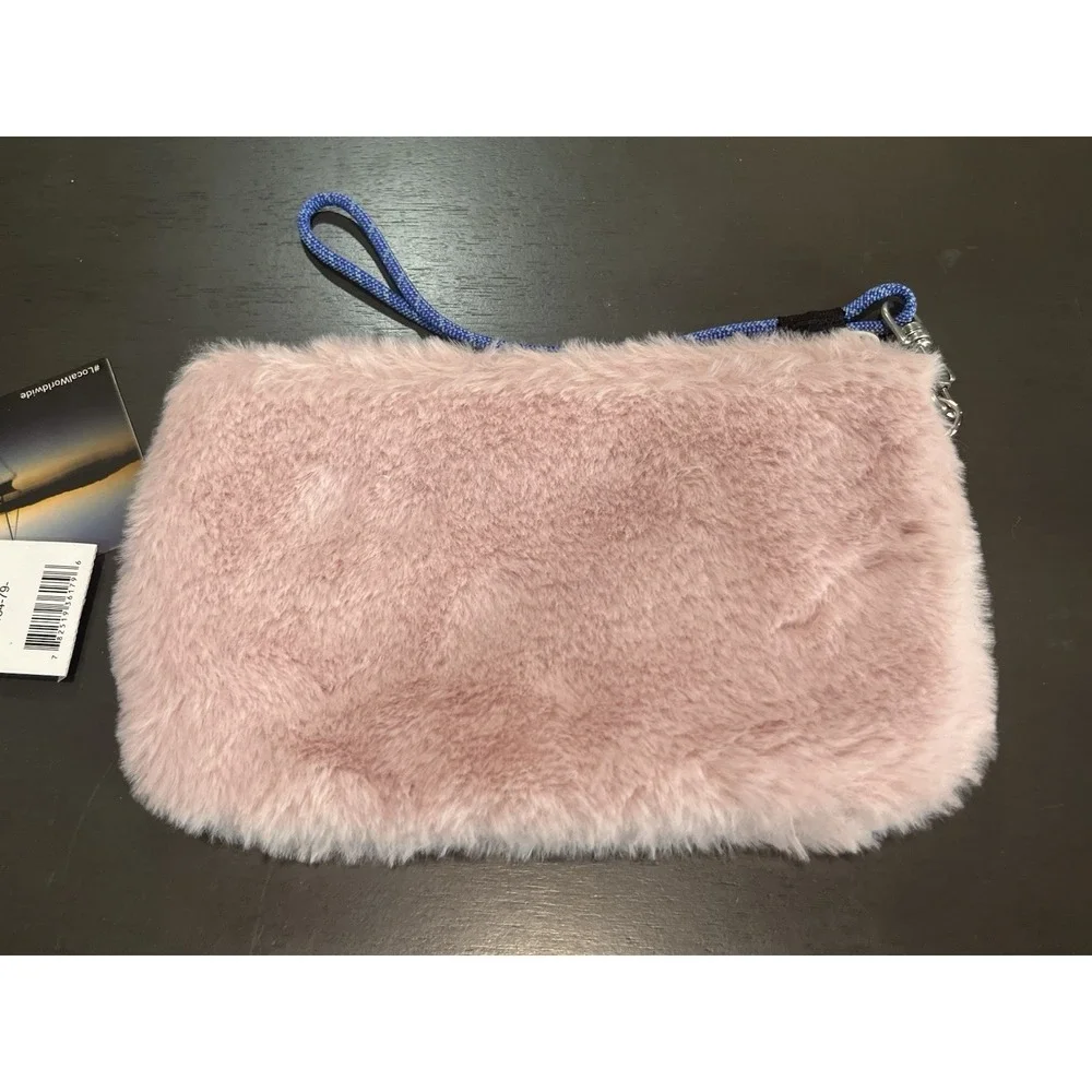 Kavu Plush Clutch Blush Pink Zipper Pouch Wallet Fleece